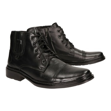 BUTY MESKIE ZIMOWE TRZEWIKI POLSKIE SKÓRA CZARNE MEDARD SUWAK SZTYBLETY R42