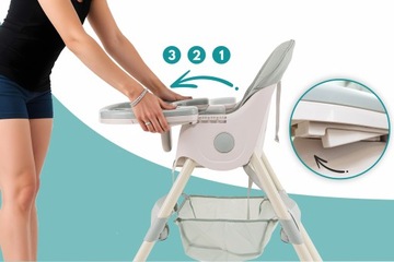 ДЕТСКИЙ СТУЛЬЧИК ДЛЯ КОРМЛЕНИЯ КАРАМЕЛЬ 4 В 1, СКЛАДНОЙ НА РЕМНЯХ, ПОДНОС