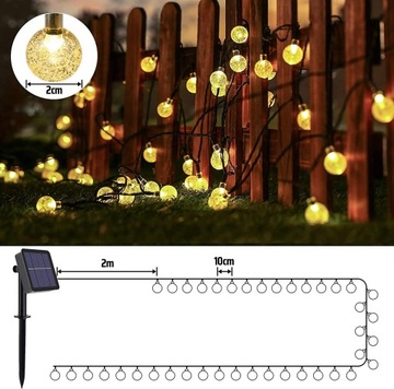 СОЛНЕЧНАЯ САДОВАЯ ГИРЛЕНД-СВЕТИЛЬНИК 40 LED HEAT 6м