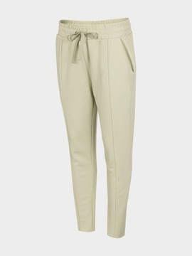 MODNE SPODNIE DRESOWE Z WYSOKIM STANEM PODWÓJNA BAWEŁNA ZIELEŃ S