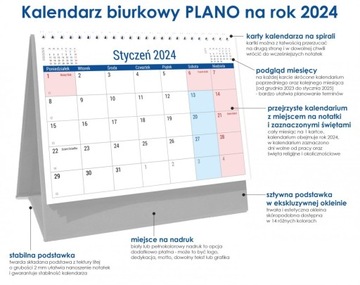 Kalendarz DO BIURA 2024 MIESIĘCZNY SPIRALOWANY