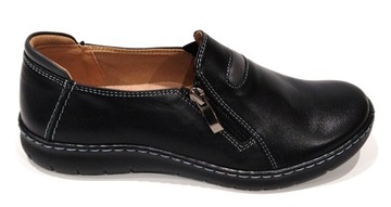 UNI-223 WYGODNE LEKKIE PÓŁBUTY MOKASYNY ZAMEK SKÓRA PRODUKT POLSKI 40