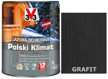 Lazura V33 Polski Klimat 12 LAT Grafit 5L