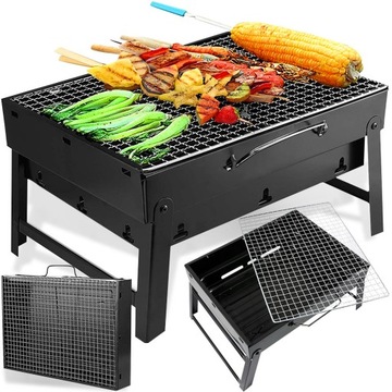 GRILL TURYSTYCZNY PRZENOŚNY WĘGLOWY SKŁADANY BBQ KEMPINGOWY WALIZKA POJEMNY
