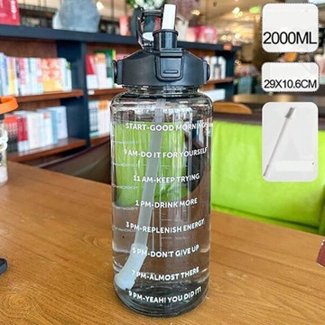 БУТЫЛКА ДЛЯ ПИТЬЕВОЙ ВОДЫ BPA FREE SPORT 2Л С ОТМЕТКОЙ ВРЕМЕНИ С СОЛОМОЙ