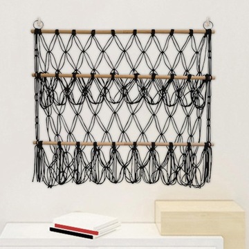 Pluszaki Hamak siatkowy Boho Organizer do pokoju zabaw Home czarny