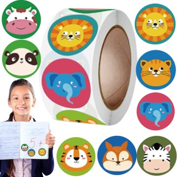 500X KOLOROWE NAKLEJKI MOTYWACYJNE NAGRODA DLA DZIECI ROLKA SAMOPRZYLEPNE