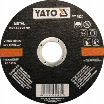 YATO - TARCZA DO CIĘCIA METALU 115 X 1,2 X 22 MM