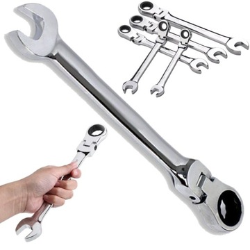 KLUCZ PŁASKO-OCZKOWY Z GRZECHOTKĄ ŁAMANY 15mm STAL SOLIDNY STALOWY