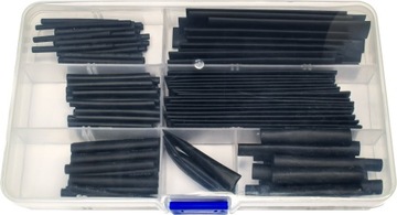 НАБОР ТРУБОК ТЕРМОУСАДОЧНЫЕ ТРУБКИ ЗАЩИТНАЯ МАЙКА КОРОБКА 127 ШТ. ЧЕРНЫЕ
