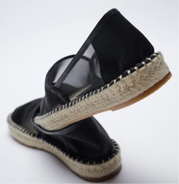 ZARA CZARNE ESPADRYLE BUTY Z SIATECZKI JUTY 37