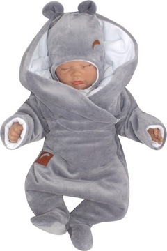 Kombinezon zimowy welurowy niemowlęcy szary 62