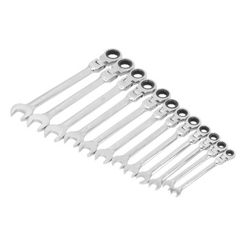 Zestaw kluczy grzechotkowych z elastyczną głowicą, 12 szt., metryczny