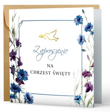 ZAPROSZENIA na chrzest z kopertą PAPIER PERŁOWY