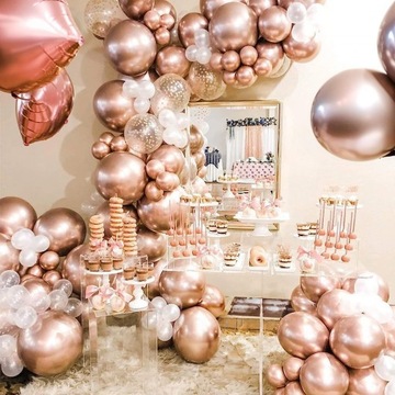 МЕТАЛЛИЧЕСКИЕ ШАРЫ РОЗОВОЕ ЗОЛОТО СВАДЬБА БОЛЬШИЕ 100шт. НАБОР РОЗОВЫХ ШАРОВ