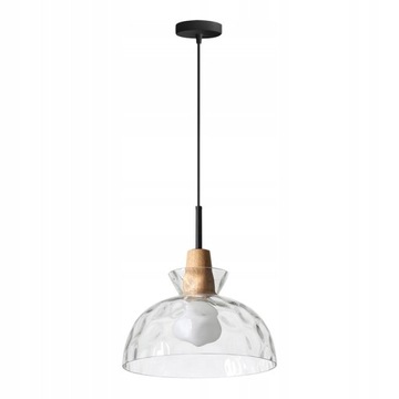 Lampa APP1184 sufitowa szklana + drewno retro boho