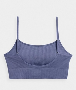 БЕСШОВНЫЙ КОМФОРТНЫЙ Бюстгальтер ФУТБОЛКА В РЕБИНКУ ВЕРХ ФИТНЕС ДЕНИМ M/L