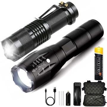2 LATARKI LATARKA TAKTYCZNA LED XM-L ZOOM +ETUI
