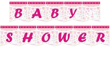 Baner Flagi Baby Shower Dziewczynka Girl