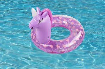 KOŁO DMUCHANE DO PŁYWANIA KUCYK RÓŻOWY KÓŁKO JEDNOROŻEC DLA DZIECI BROKAT