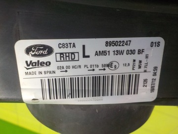 FORD C-MAX II MK2 12R SVĚTLO LEVÝ PŘEDNÍ AM5113W030BF 89502247