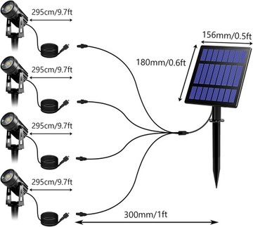 LAMPA SOLARNA LED OGRODOWA WBIJANA S4205 RGB (4x3W) + GRATIS!