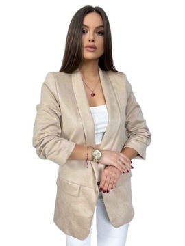 ELEGANCKA MARYNARKA ZAMSZOWA MARILLA - BEŻOWA XXL