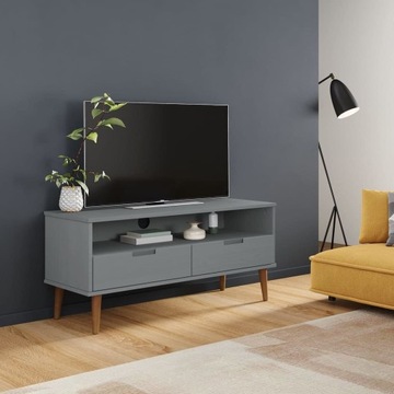 SZAFKA POD TELEWIZOR SZARA 106X40X49CM DREWNO SOSN