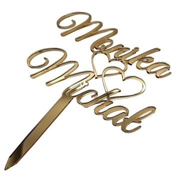 Топпер для свадебного торта с именами ИМЕНИ золотой зеркальный топпер для свадебного торта