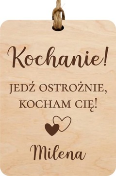 Zawieszka jedź ostrożnie do samochodu auta prezent