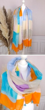 ПАРЕО ХЛОПКОВЫЙ ПЛЯЖНЫЙ ШАРФ для прикрытия летнего платья, ЦВЕТА