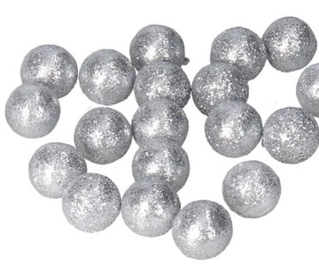 KULKI STYROPIANOWE Z BROKATEM SREBRNE STROIK