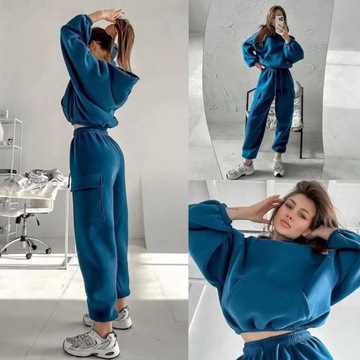 Women Hooded Tracksuit Two Pieces Set Sweatshirts