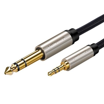 Кабель аудиопереходник TRS mini jack 3,5мм - jack 6,35мм 1м серый