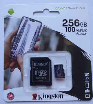 Kingston microSDXC Canvas Select Plus 256 ГБ 100R/85 Вт класс 10 UHS-I