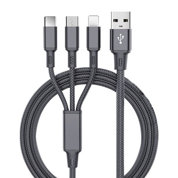 KABEL NYLONOWY ŁADOWARKA do IPHONE MICRO USB TYP-C