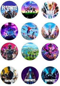 OPŁATEK NA MUFFINKI CIASTECZKA FORTNITE 12 SZT