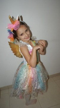 STRÓJ JEDNOROŻEC SUKIENKA PRZEBRANIE PEGAZ M 120cm