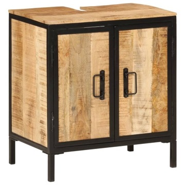 SZAFKA POD UMYWALKĘ 55X35X60CM LITE DREWNO MANGO I ŻELAZO