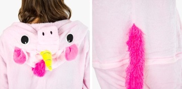 CIEPŁA PIŻAMA KIGURUMI ONESIE RÓŻOWY PEGAZ DRES ZAMEK KOMBINEZON KOSTIUM XL