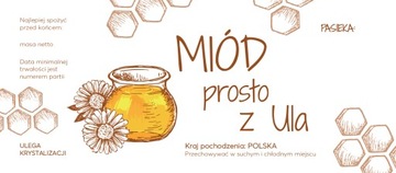 Etykieta Naklejka MIÓD PROSTO Z ULA 100SZT 125x55