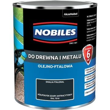 Nobiles do drewna i metalu emalia ftalonal Szary Antracyt 0,7l