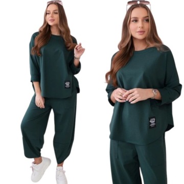 Komplet bawełniany bluza plus spodnie oversize Moda Włoska