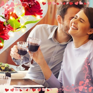 WIECZNA RÓŻA W SZKLE ŚWIECĄCA LED PREZENT NA DZIEŃ KOBIET MAMY + PUDEŁKO