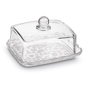 MASELNICZKA Szklana ZASTAWA POJEMNIK na MASŁO Tadar Sally