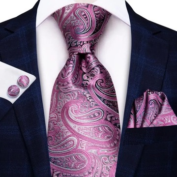 Paski różowy niebieski projektant jedwabny krawat ślubny na prezent ~43710
