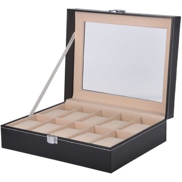 Коробка для часов Ювелирная шкатулка-органайзер 12 шт. Черный + бесплатно