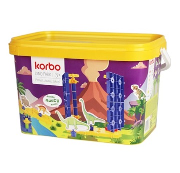 KORBO BAWI i rozwija Ruchome Klocki DINO PARK, 8 kart 16 zadań + DINOZAURY