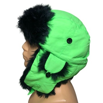 CH63 Zimowa Czapka Uszatka Narciarska DECKY Softshell NEON XL 57-60