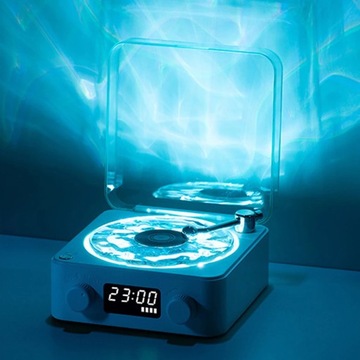 ВИНИЛОВЫЙ ПРОИГРЫВАТЕЛЬ BLUETOOTH ДИНАМИК ПРОЕКЦИОННАЯ ЛАМПА С ЭФФЕКТОМ RGB БЕЛАЯ